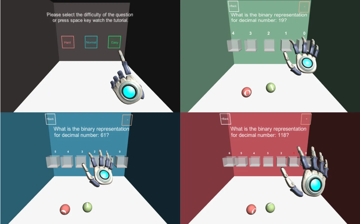 Leap Motion app — Easy mode bit board