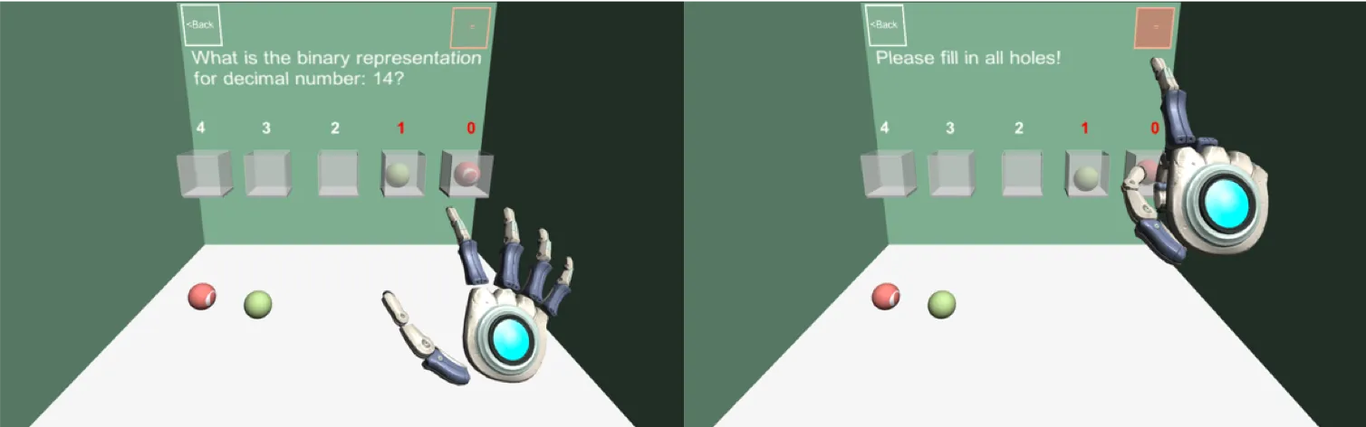 Leap Motion app — number-ball placement in progress