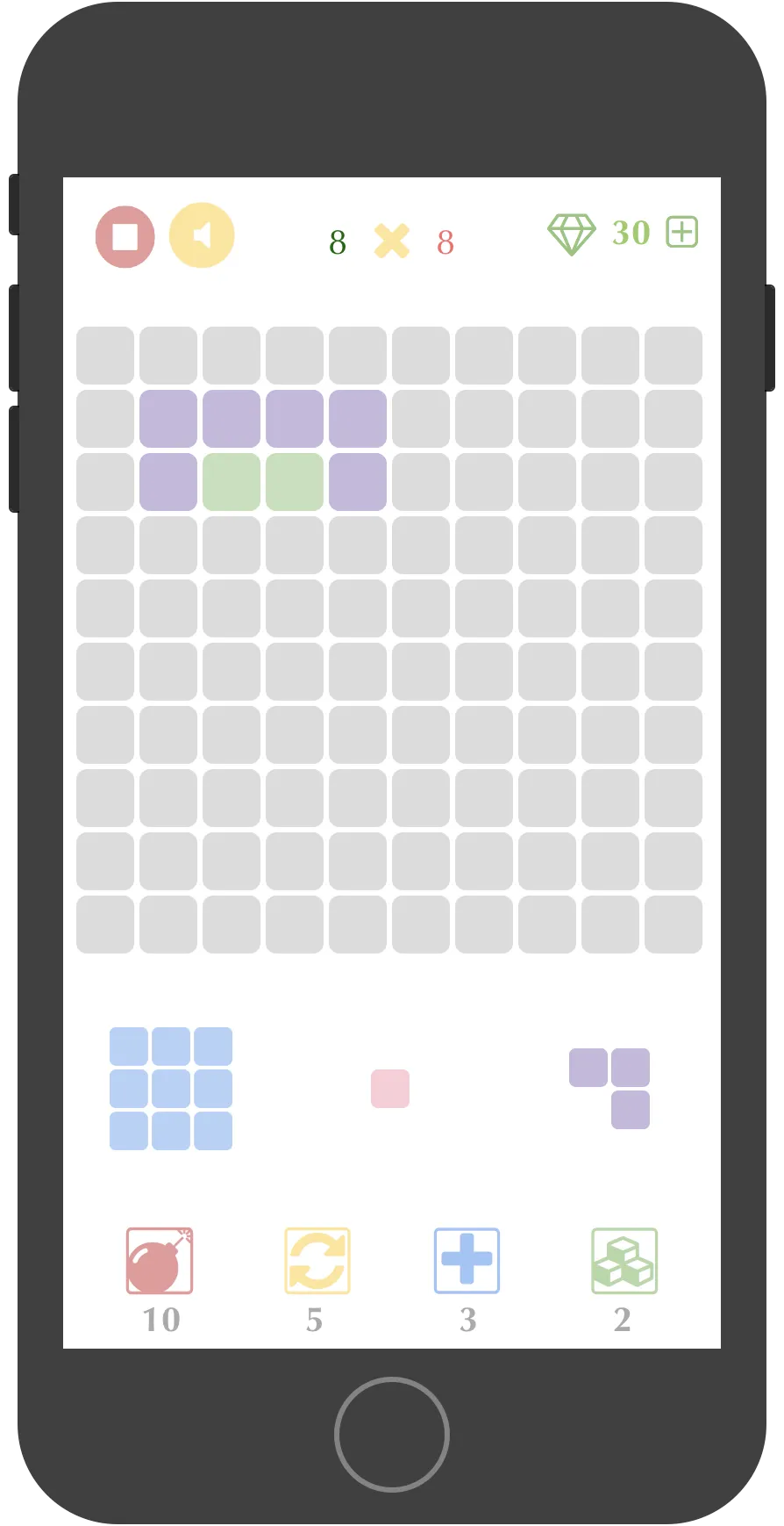 PuzzleXPuzzle UI — piece selection and board state