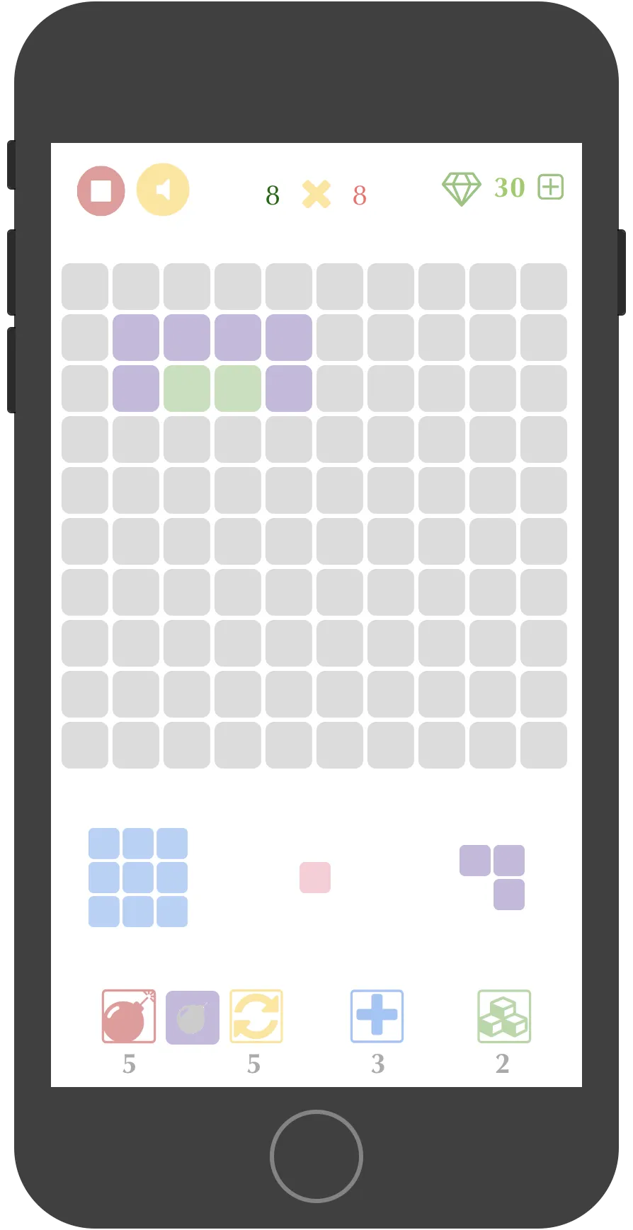 PuzzleXPuzzle UI — mid-game with pieces placed