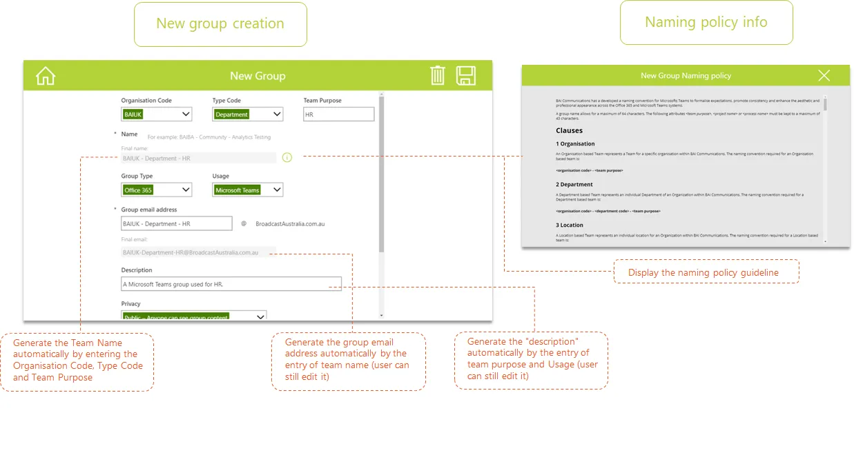 New Group Creation Form — derived fields preview