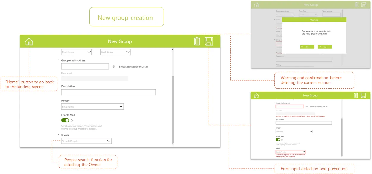 New Group Creation Form — confirmation and submit step